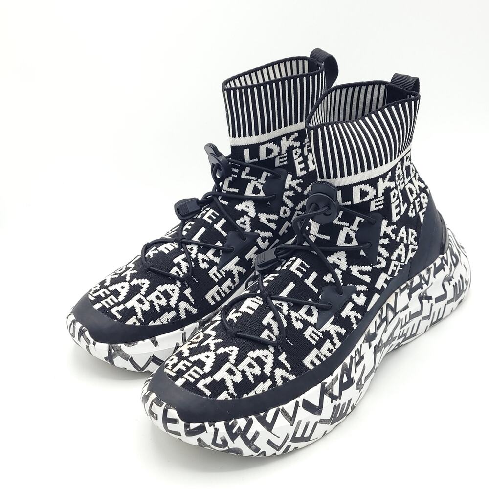 KARL LAGERFELD Skyline Graffiti Pull On black white women's size 7